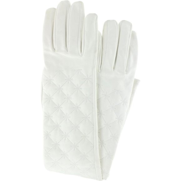Chanel Quilted White Lambskin Leather Long Gloves - Picture 1 of 12
